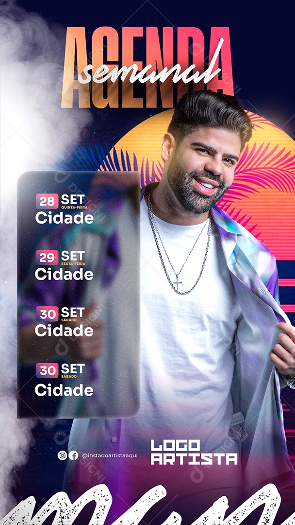 Story Agenda Aberta Semanal Social Media PSD Editável