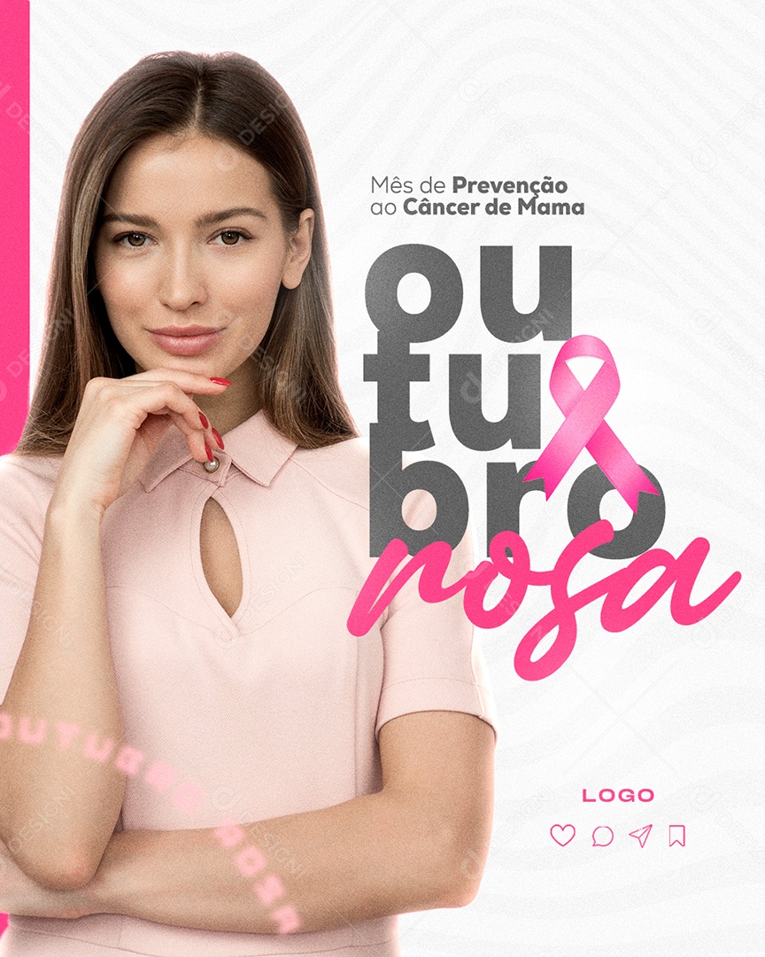 Story Outubro Rosa Mês da Prevenção do Câncer De Mama Social Media PSD Editável