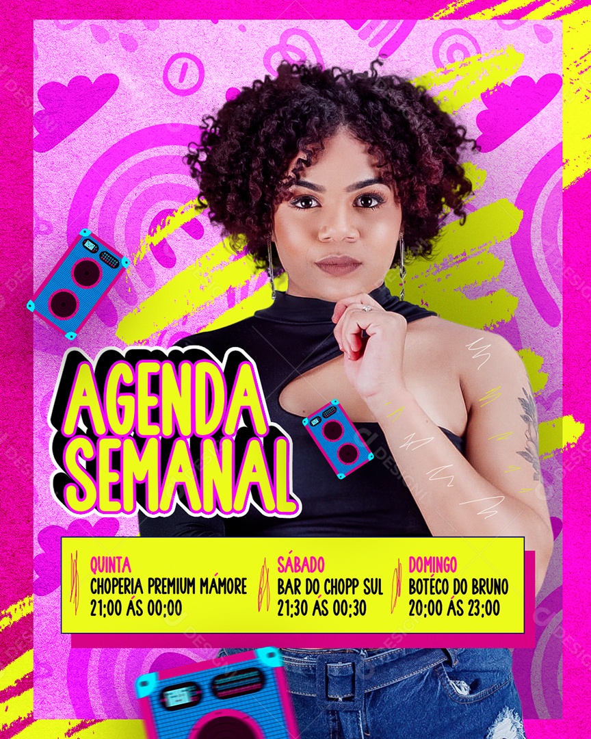 Flyer Agenda Semanal Social Media PSD Editável