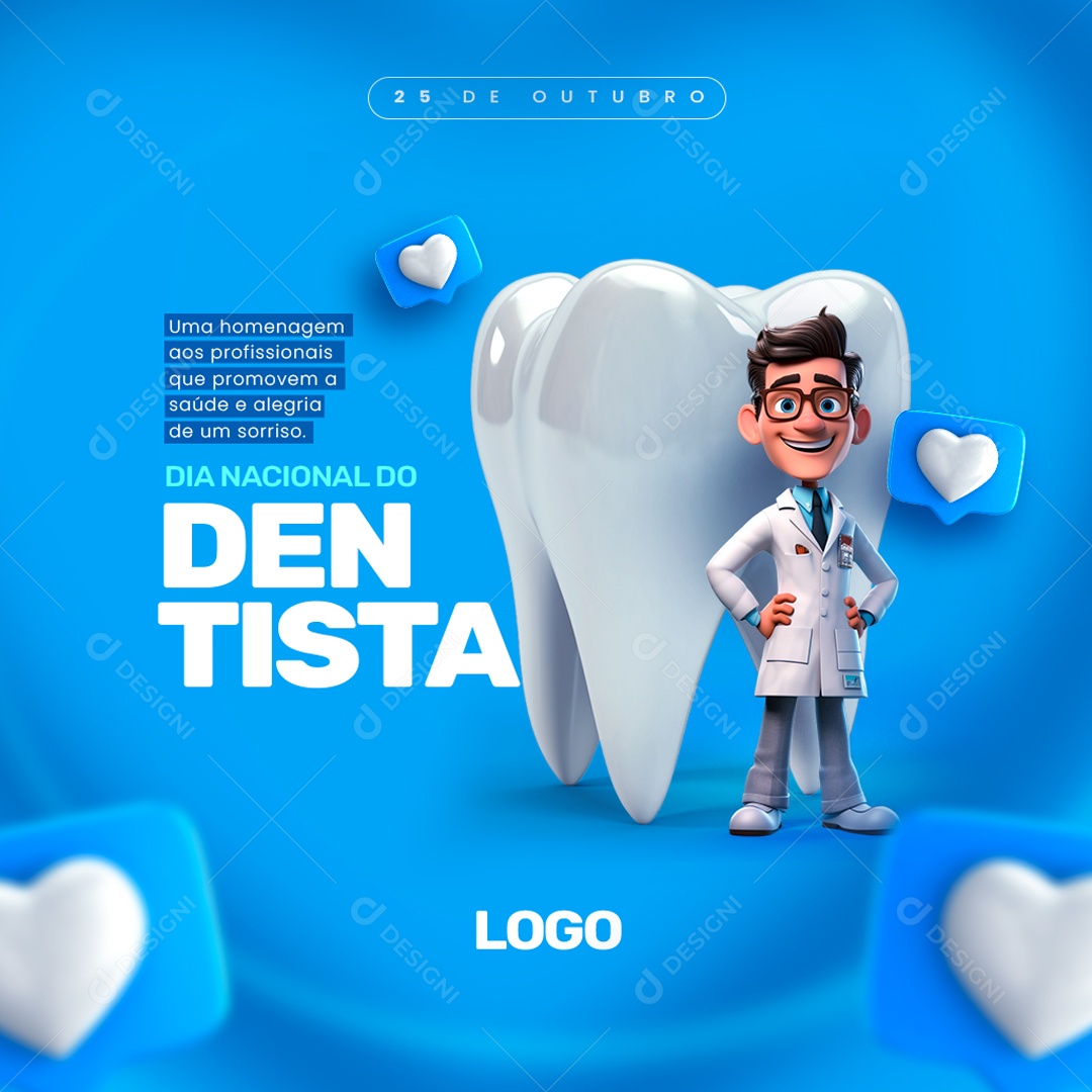Social Media Dia Nacional Do Dentista 25 De Outubro PSD Editável