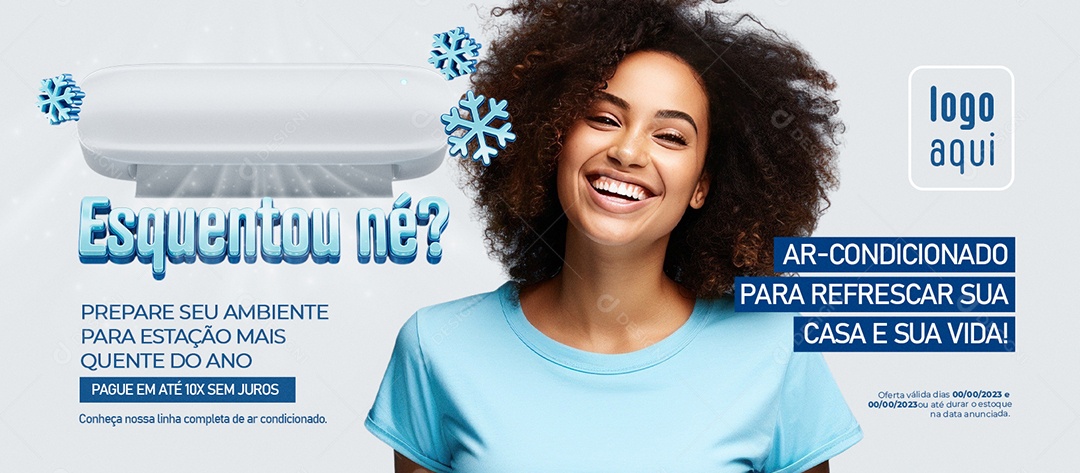 Social Media Banner Esquentou Né Ar Condicionado para Refrescar sua Casa e sua Vida PSD Editável