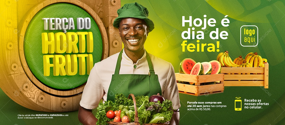 Social Media Banner Terça Do Hortifruti Hoje é Dia de Feira PSD Editável