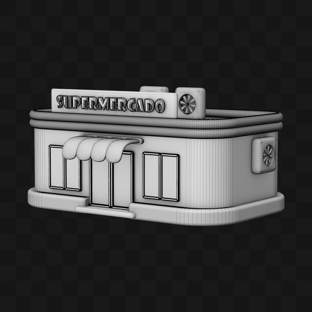 Supermercado Cartoon Desenho - Modelo 3D