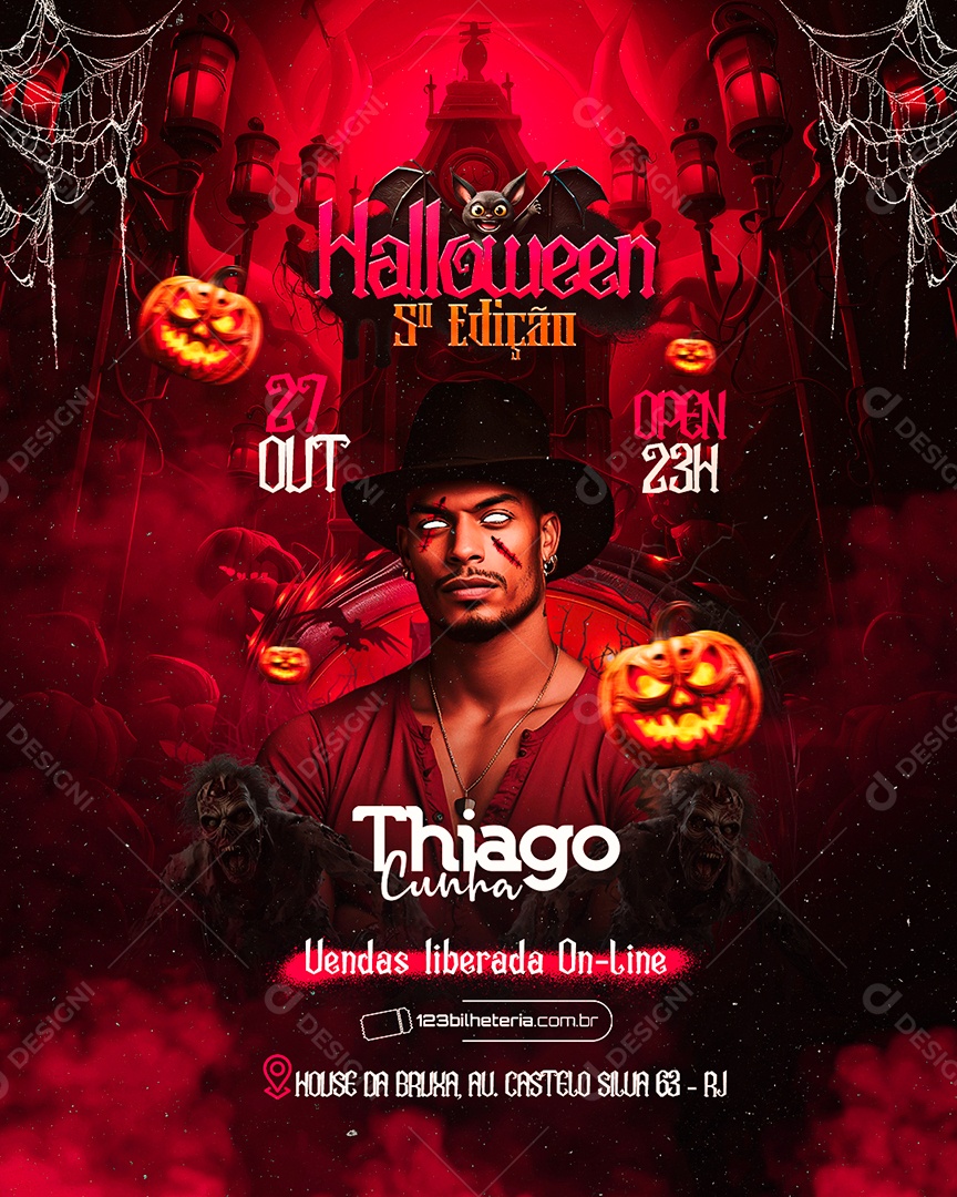 Flyer Halloween Thiago Cunha Social Media PSD Editável