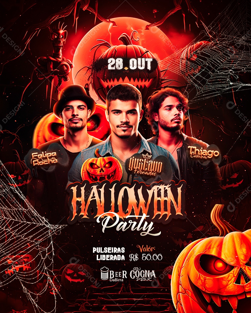 Flyer Halloween Party Felipe Rocha Gustavo Fernades Thiago Cunha Social Media PSD Editável