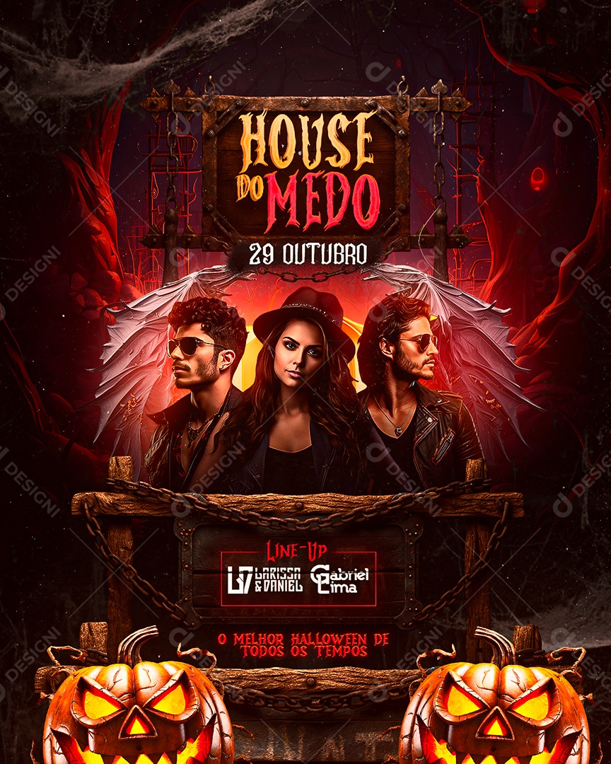 Flyer Halloween House Do Medo Larissa & Daniel Gabriel Lima Social Media PSD Editável