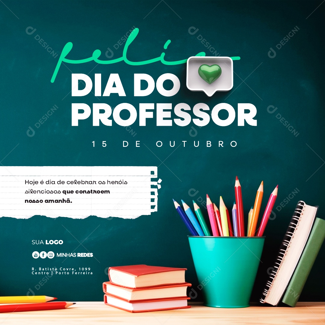 Dia Do Professor 15 de Outubro Social Media PSD Editável