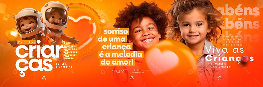 Carrossel Dia Das Crianças Sorriso de Uma Criança é a Melodia do Amor 12 de Outubro Social Media PSD Editável
