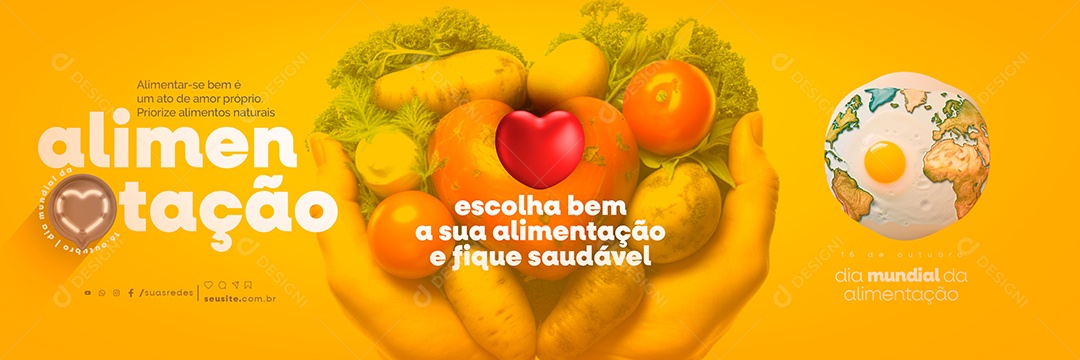 Carrossel Dia Mundial da Alimentação 16 de Outubro Social Media PSD Editável