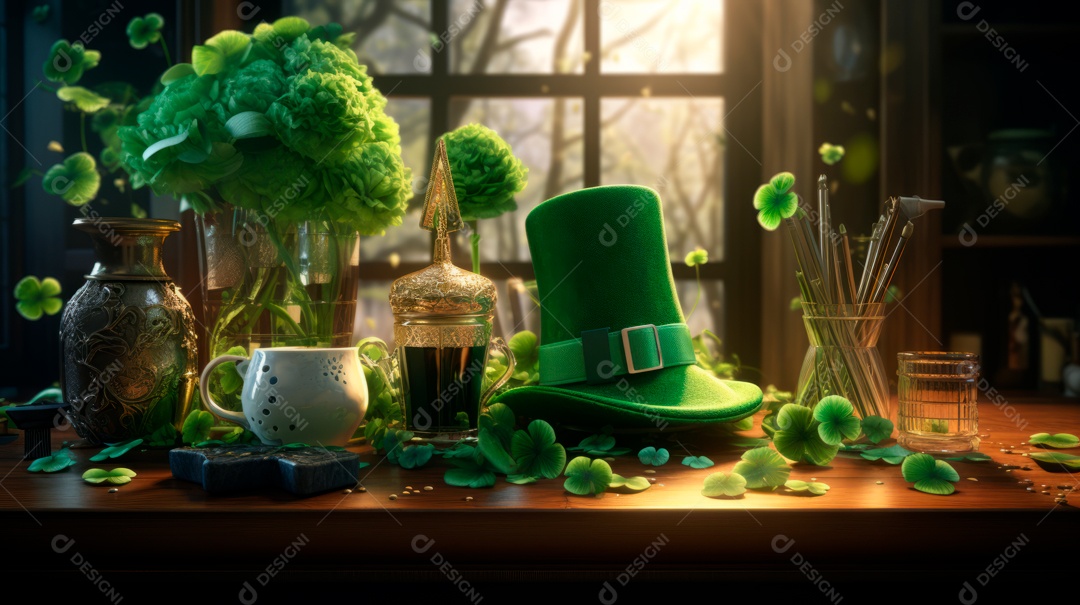 Dia de São Patrício, um dia de orgulho para a Irlanda, 17 de março Generative AI.