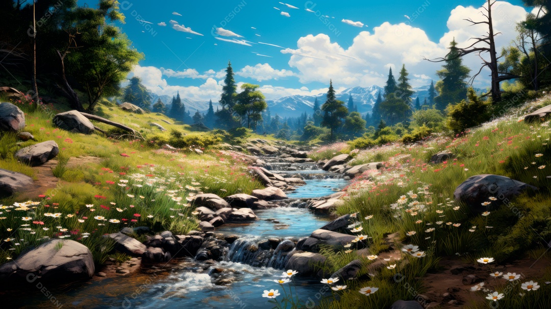 Linda paisagem campo verde.