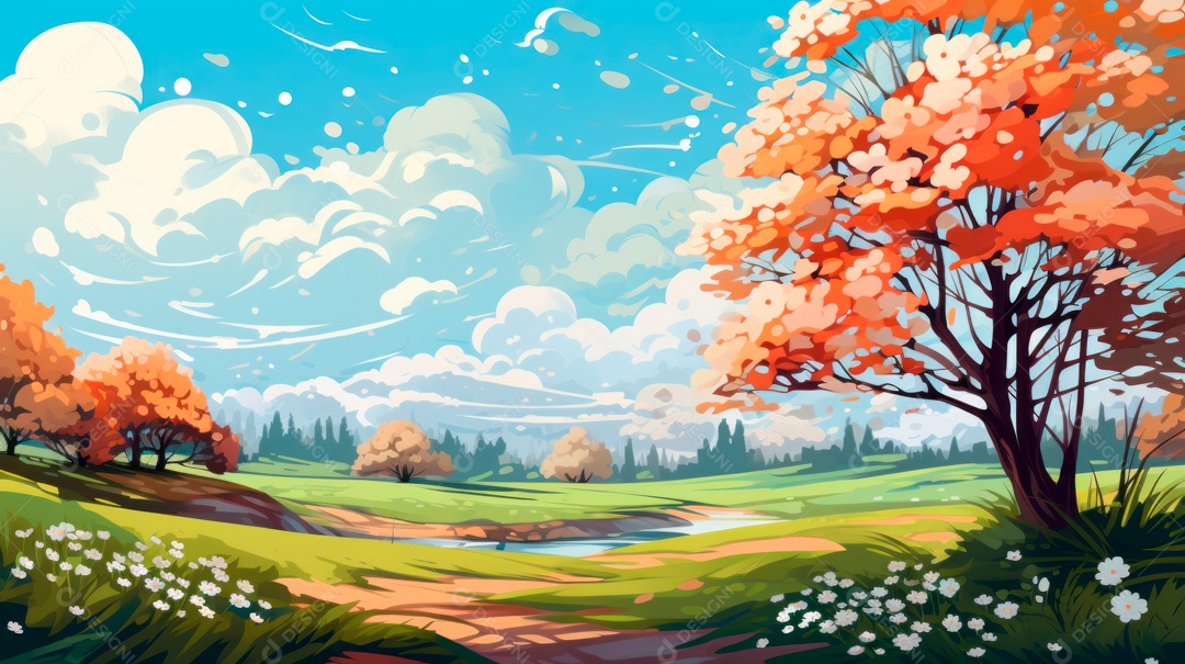 Linda paisagem campo verde.