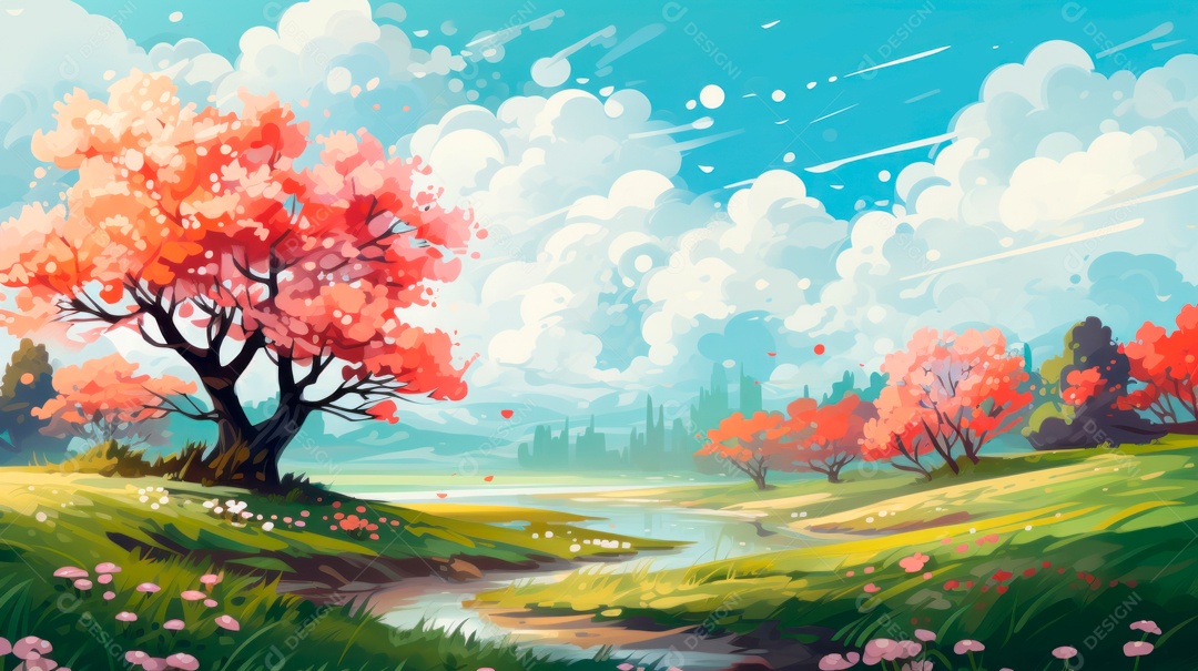 Linda paisagem campo verde.