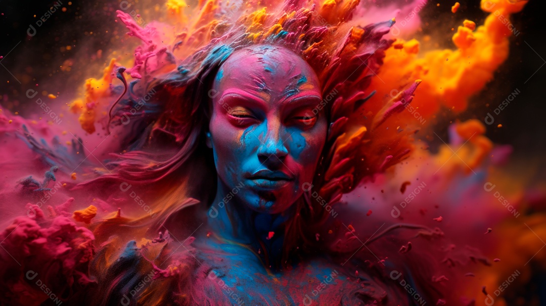 Festival Holi 25 de março IA generativa.