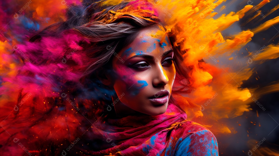 Festival Holi 25 de março IA generativa.