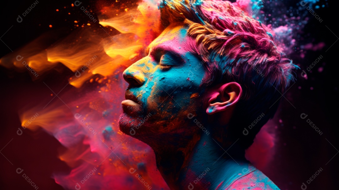 Festival Holi 25 de março IA generativa.