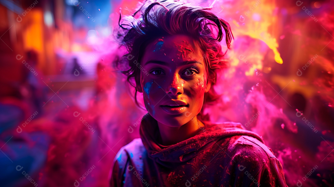 Festival Holi 25 de março IA generativa.