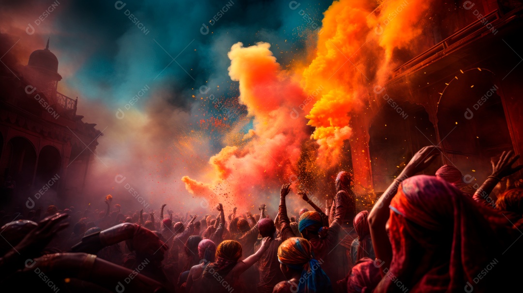 Festival Holi 25 de março IA generativa.