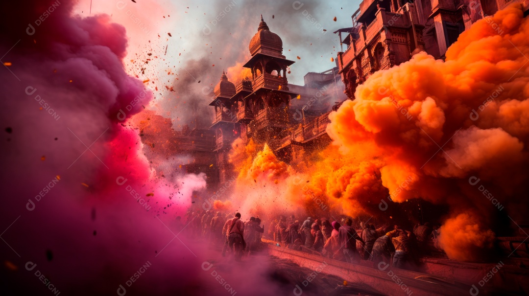 Festival Holi 25 de março IA generativa.