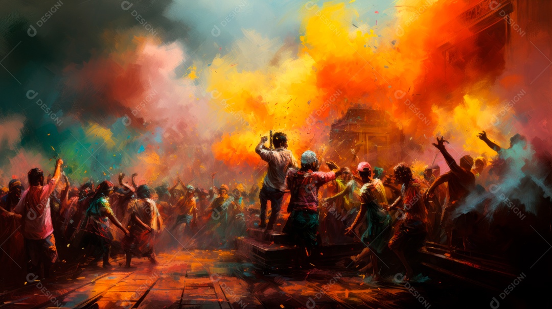 Festival Holi 25 de março IA generativa.