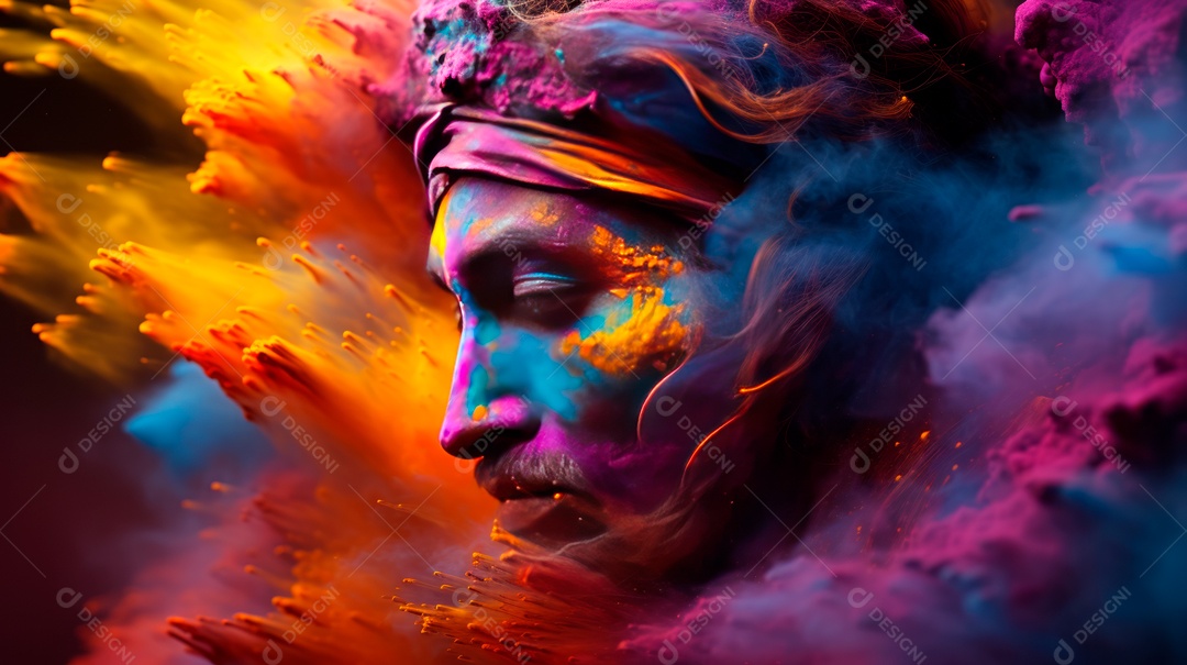 Festival Holi 25 de março IA generativa.