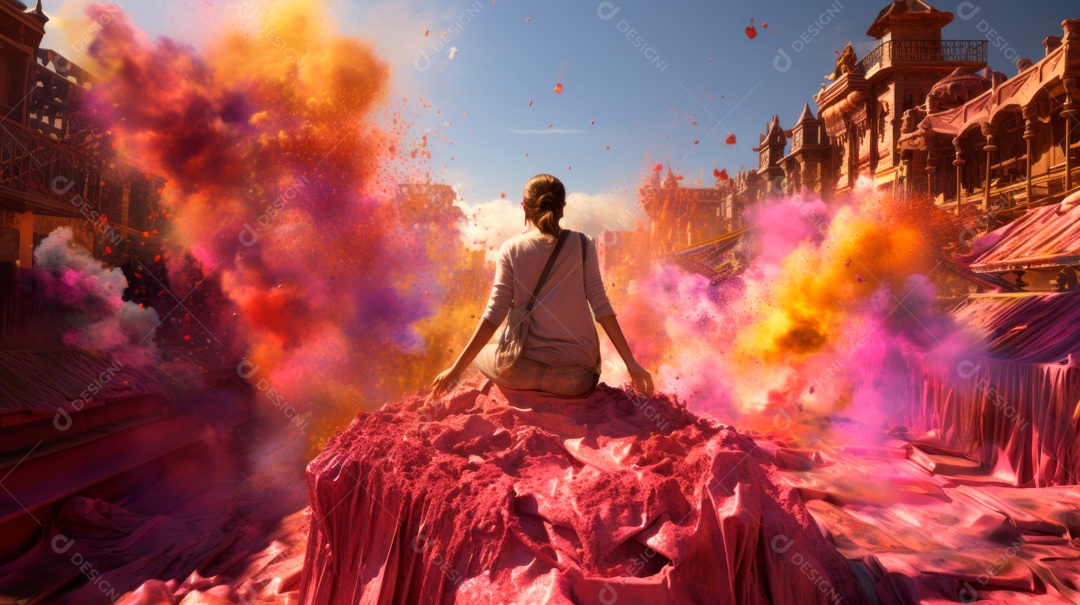 Festival Holi 25 de março IA generativa.