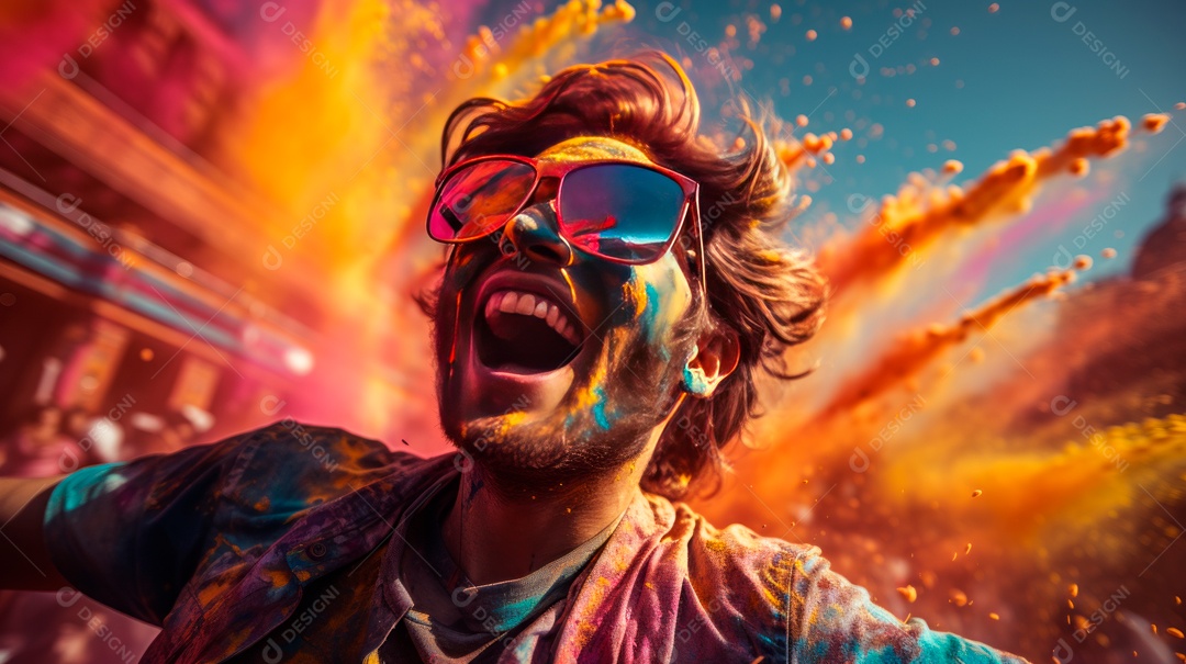 Festival Holi 25 de março IA generativa.