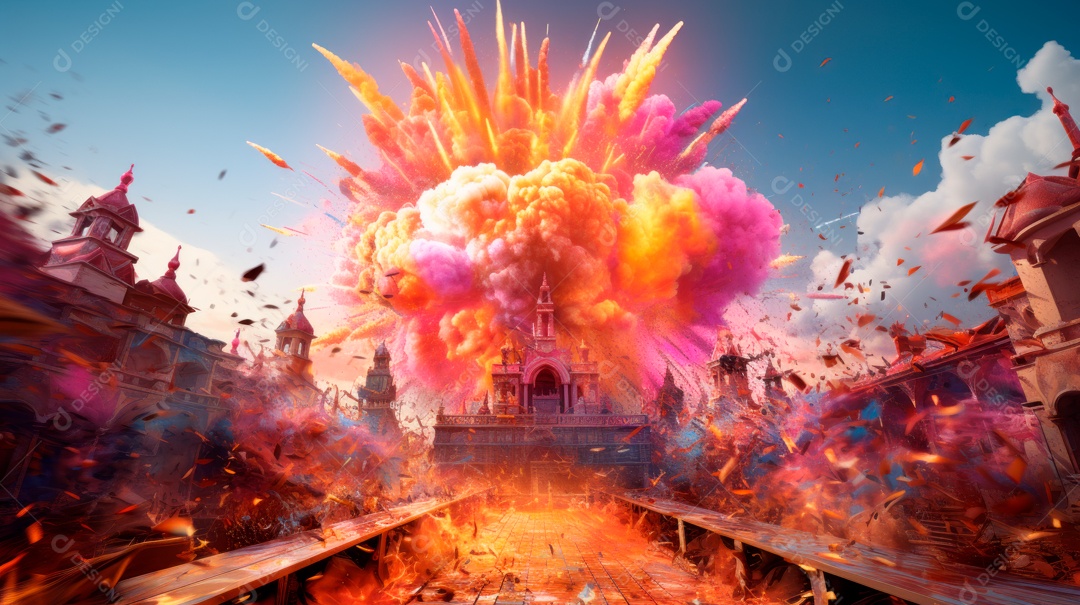 Festival Holi 25 de março IA generativa.