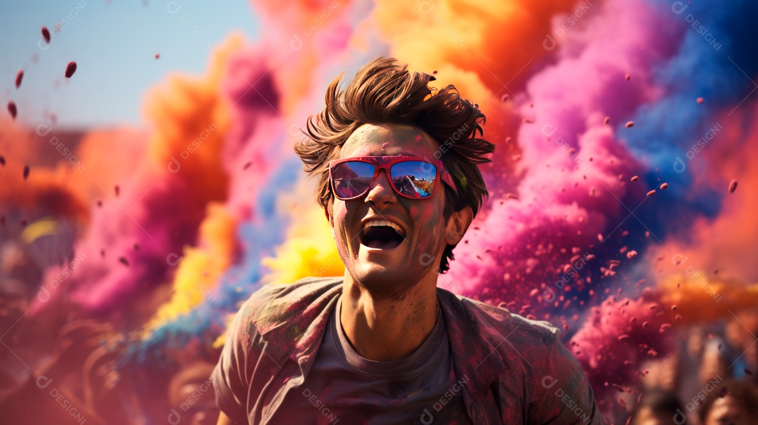 Festival Holi 25 de março IA generativa.