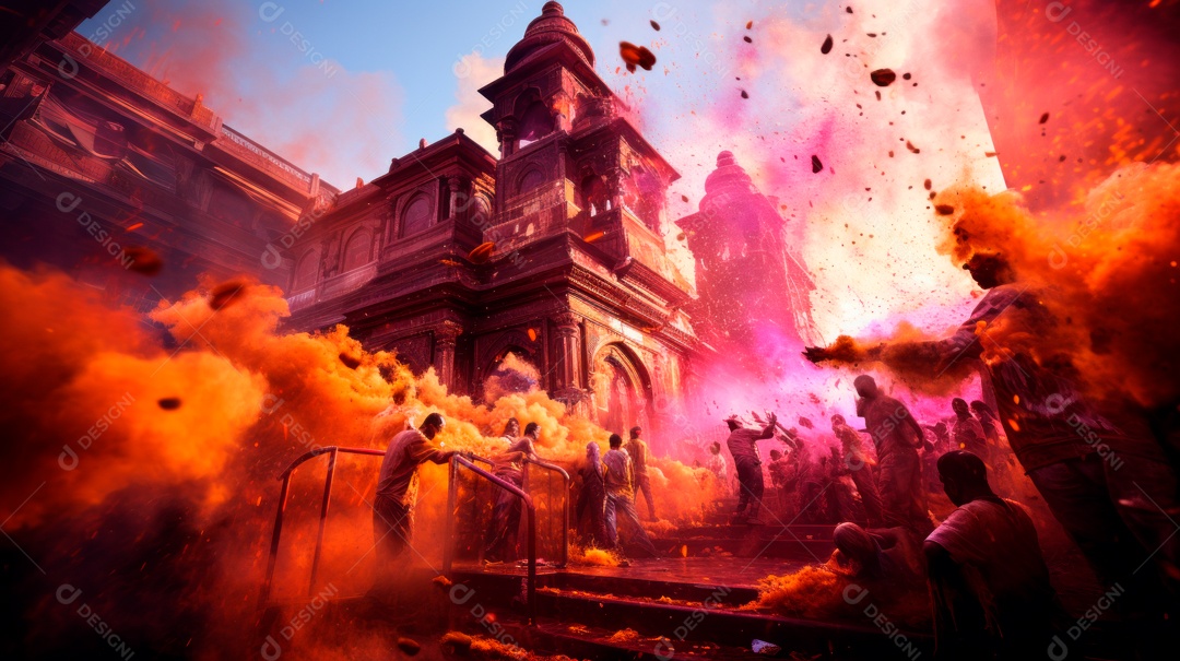 Festival Holi 25 de março IA generativa.