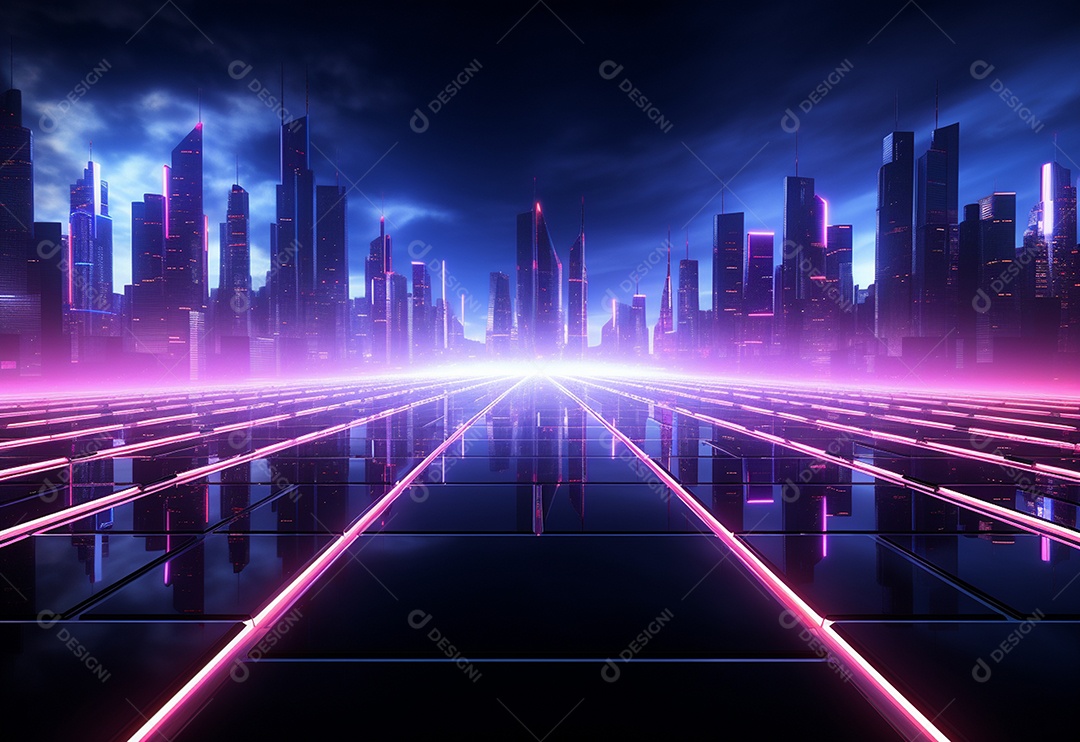 Imagem realista de fundo futurista iluminado por néon, ultra hd, design alto muito detalhado