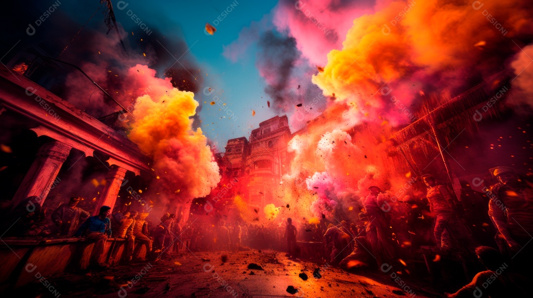 Festival Holi 25 de março IA generativa.