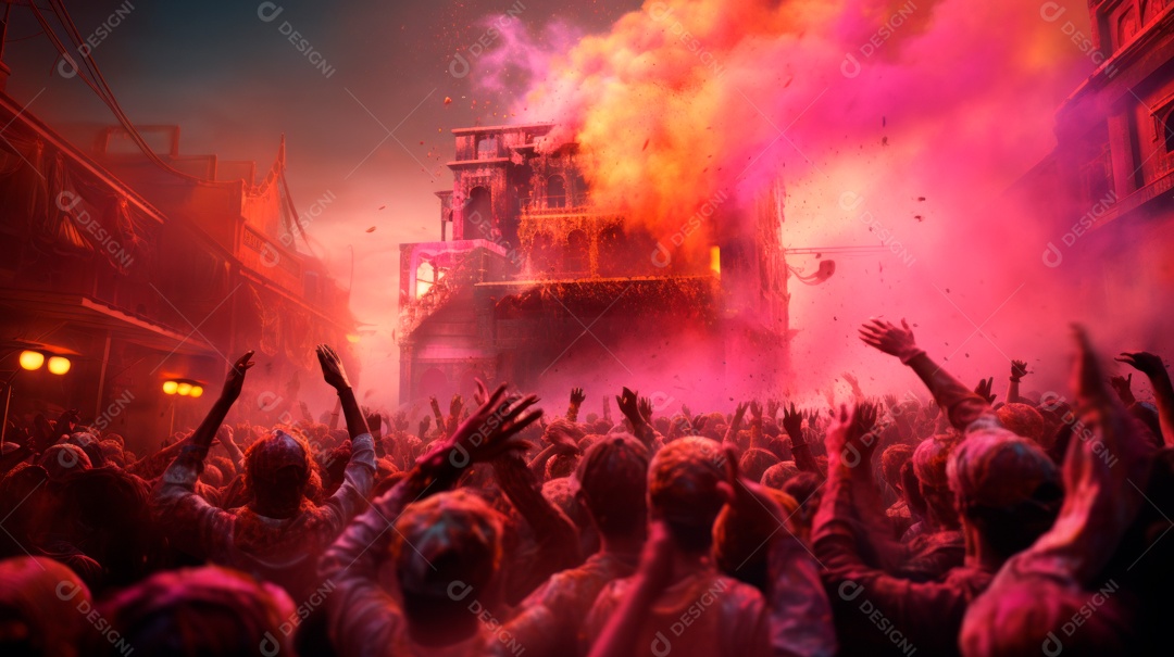 Festival Holi 25 de março IA generativa.