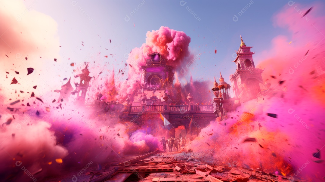 Festival Holi 25 de março IA generativa.