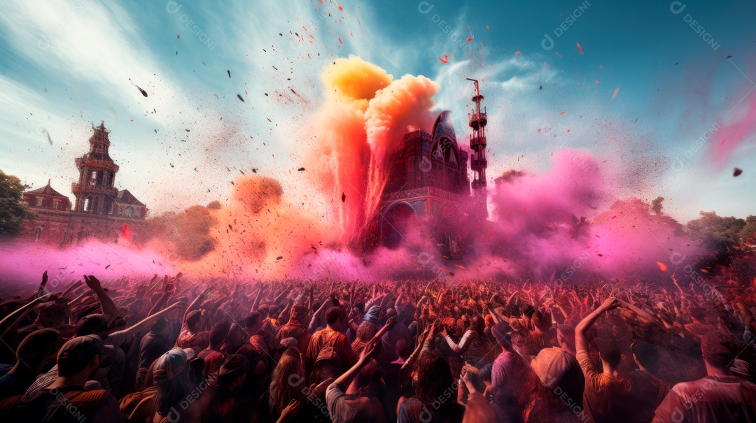 Festival Holi 25 de março IA generativa.