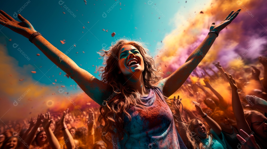 Festival Holi 25 de março IA generativa.