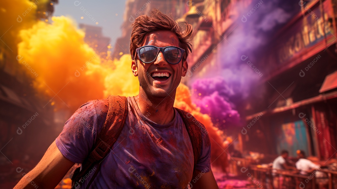 Festival Holi 25 de março IA generativa.