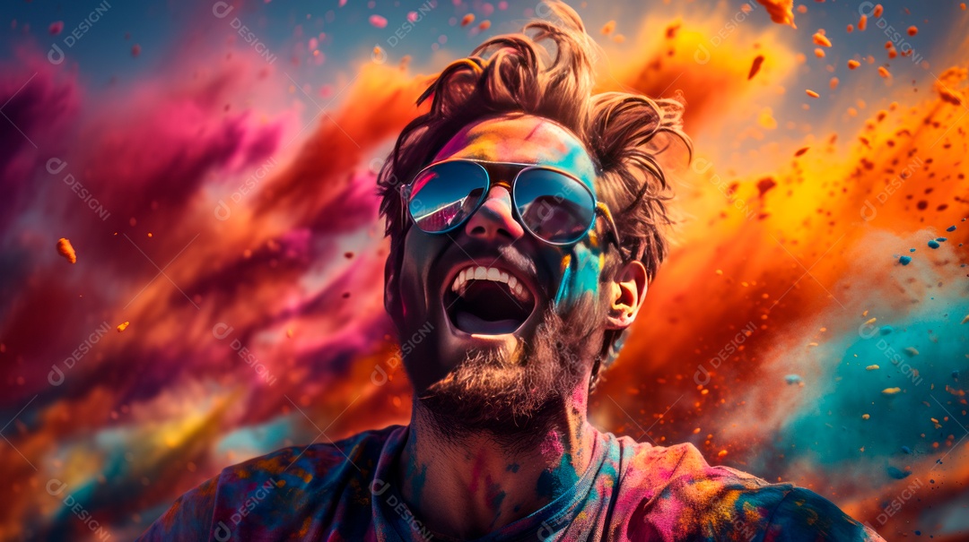 Festival Holi 25 de março IA generativa.