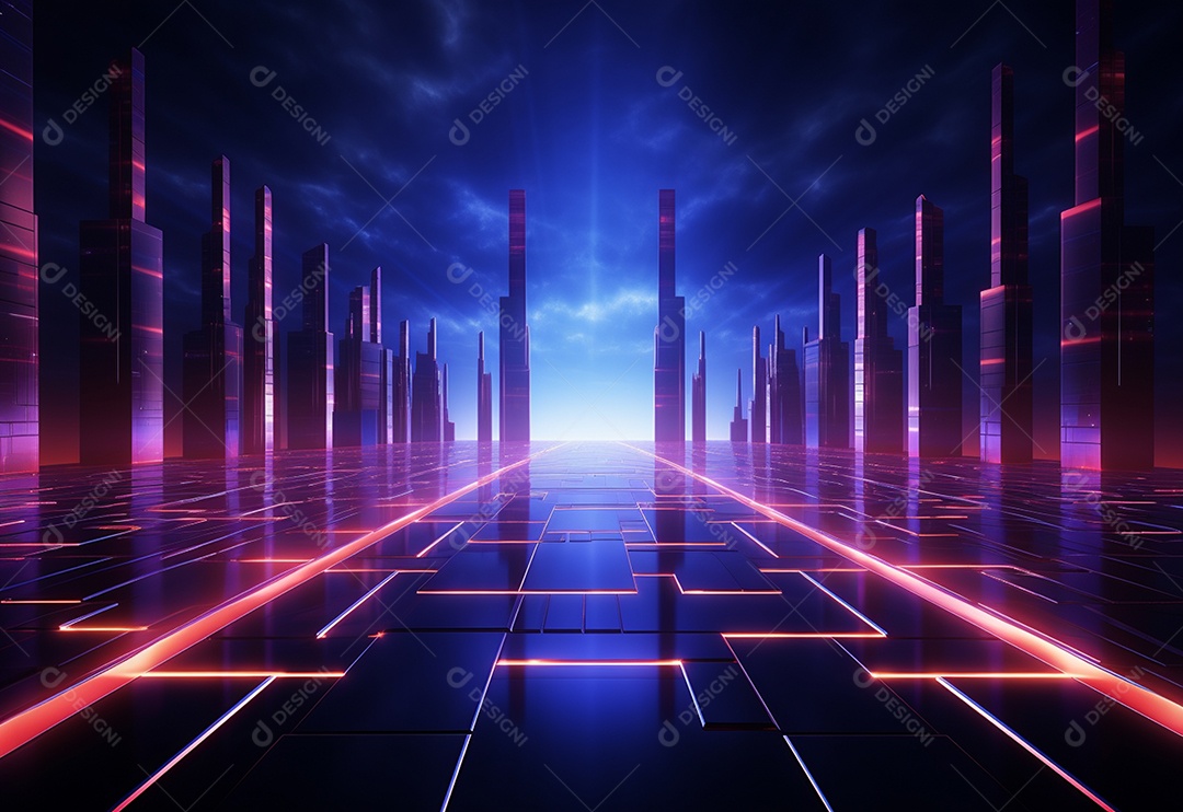 Imagem realista de fundo futurista iluminado por néon, ultra hd, design alto muito detalhado