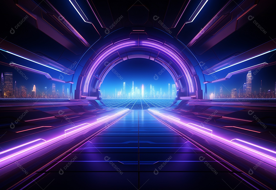 Imagem realista de fundo futurista iluminado por néon, ultra hd, design alto muito detalhado