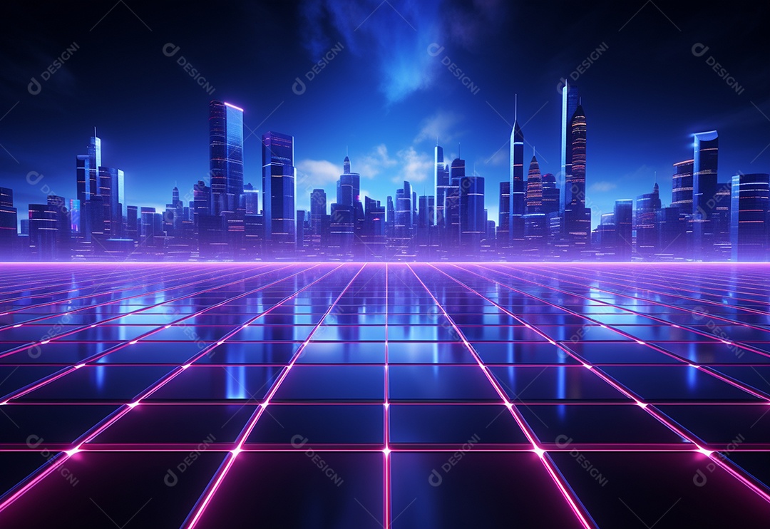 Imagem realista de fundo futurista iluminado por néon, ultra hd, design alto muito detalhado