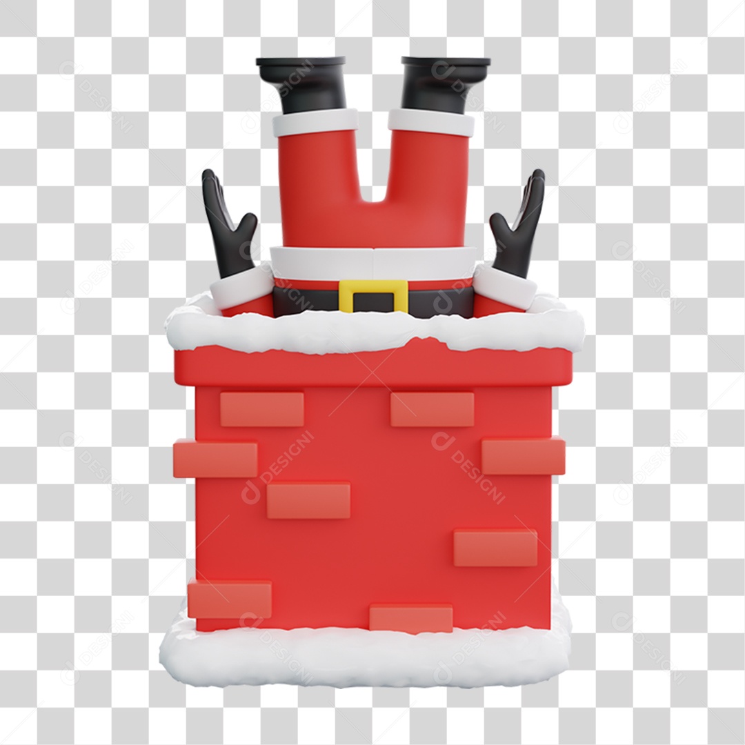 Papai Noel em Chaminé PNG Transparente