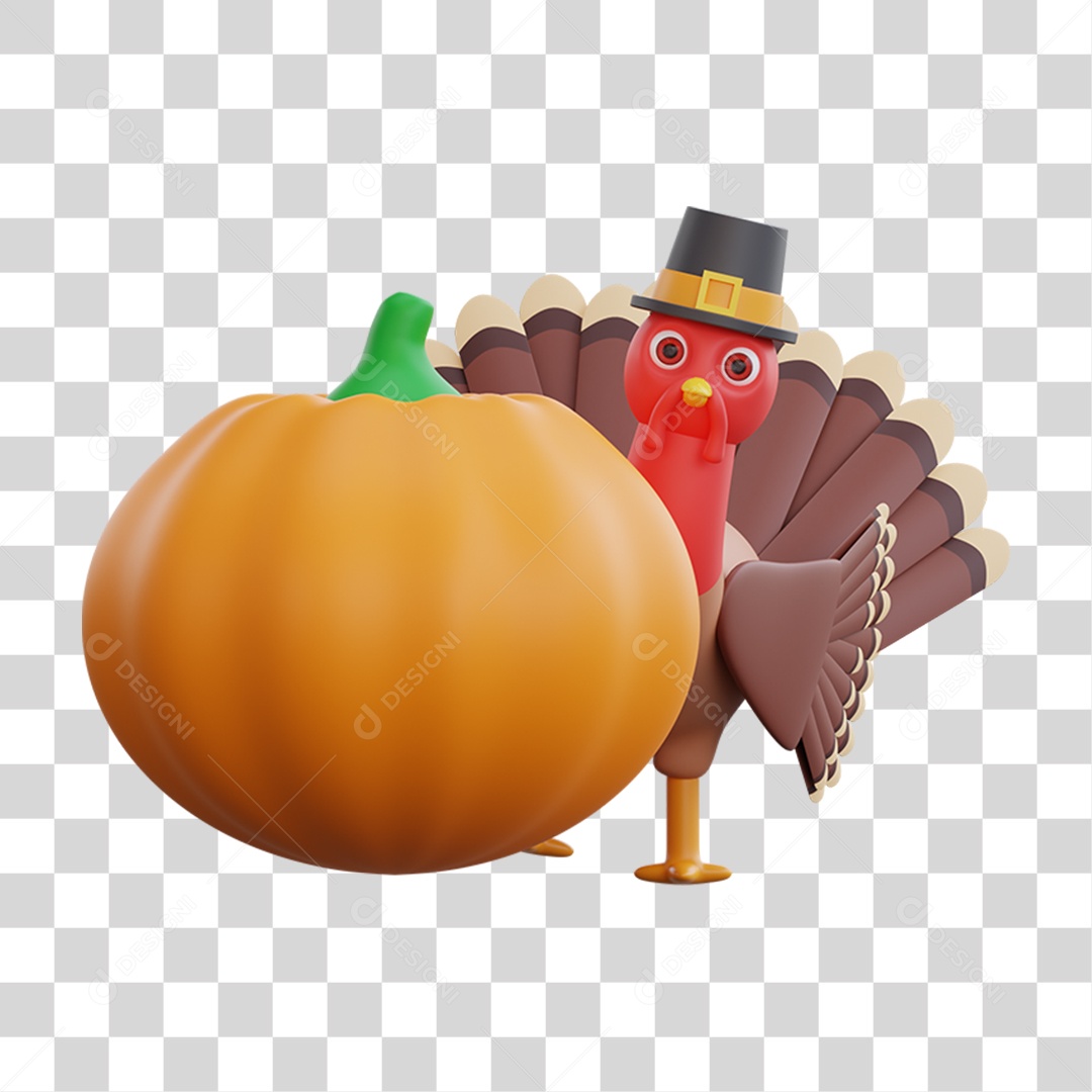 Elemento 3D Peru de Natal Ceia Natalina PNG Transparente