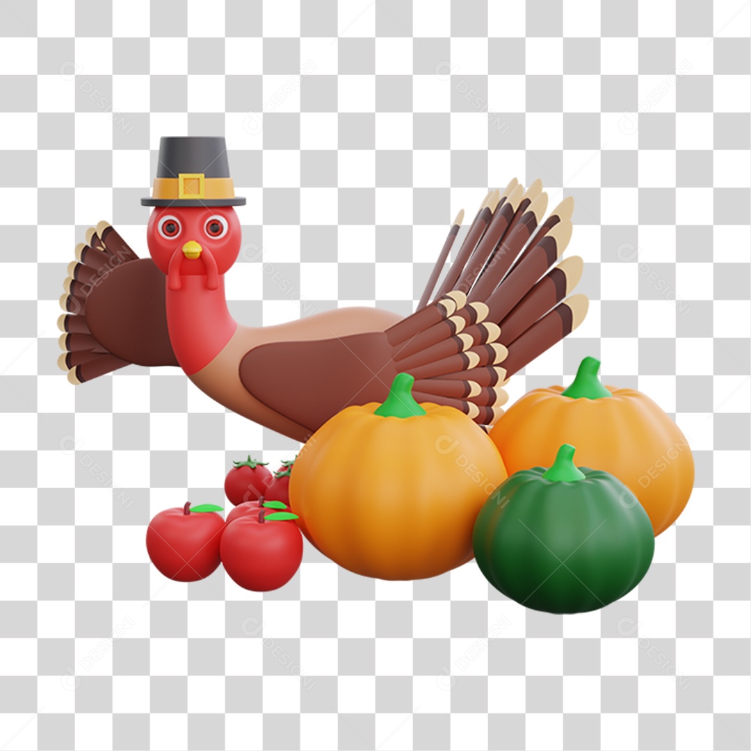 Elemento 3D Peru de Natal Ceia Natalina PNG Transparente