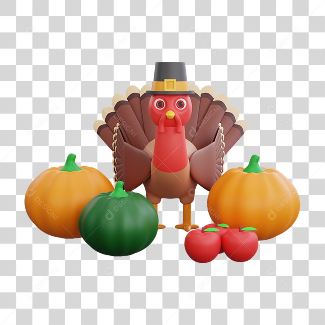 Elemento 3D Peru de Natal Ceia Natalina PNG Transparente