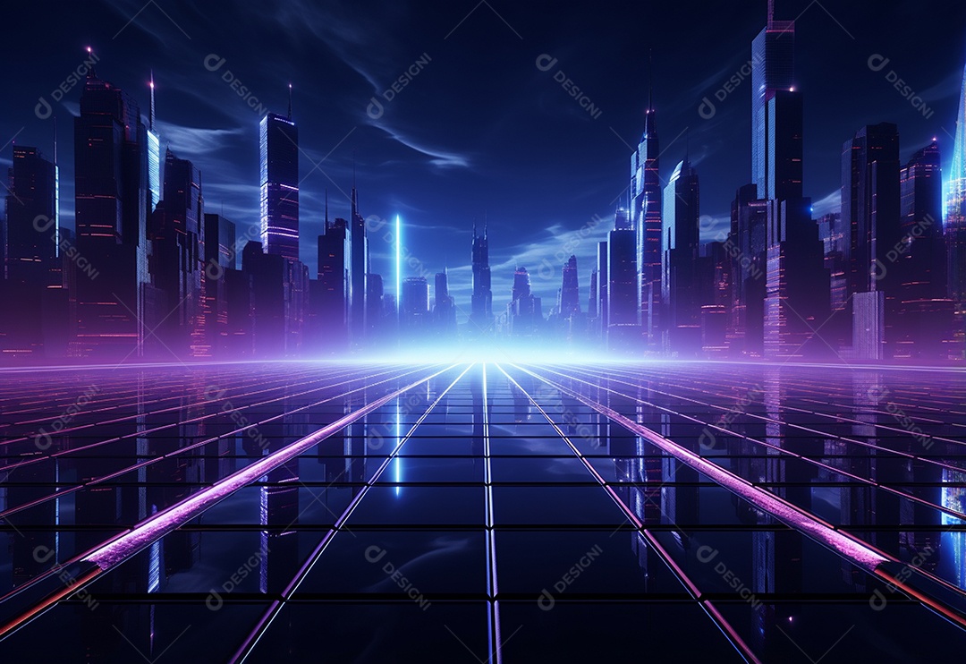 Imagem realista de fundo futurista iluminado por néon, ultra hd, design alto muito detalhado