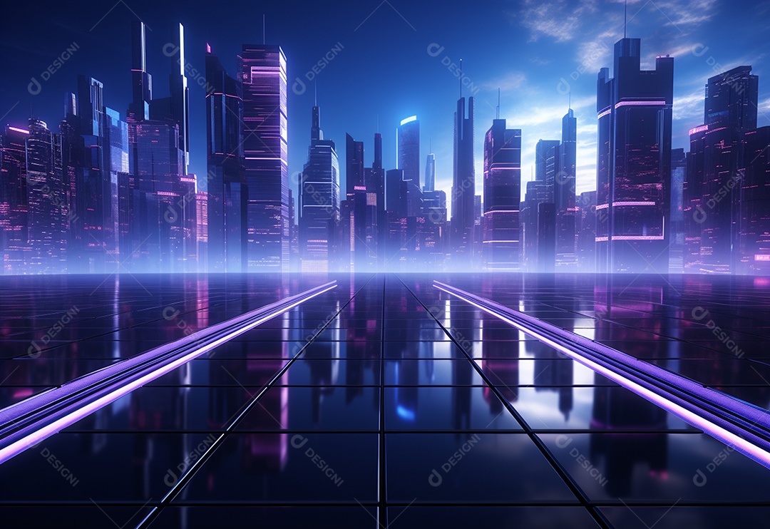 Imagem realista de fundo futurista iluminado por néon, ultra hd, design alto muito detalhado