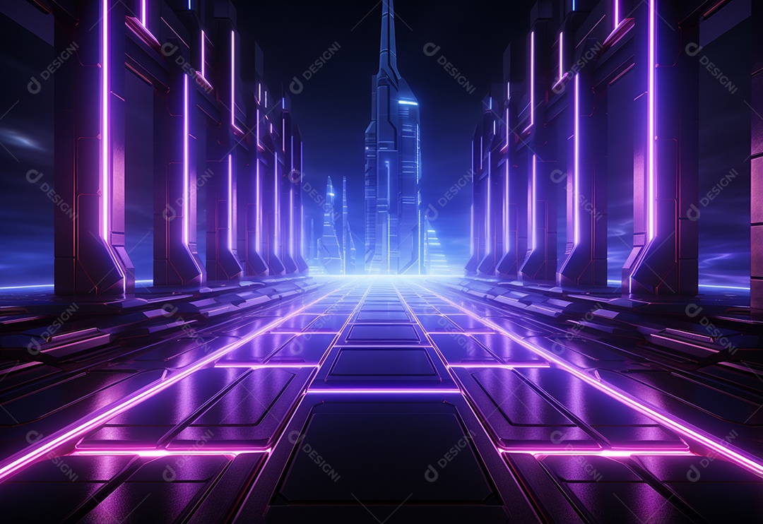 Imagem realista de fundo futurista iluminado por néon, ultra hd, design alto muito detalhado