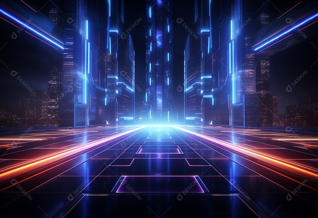 Imagem realista de fundo futurista iluminado por néon, ultra hd, design alto muito detalhado