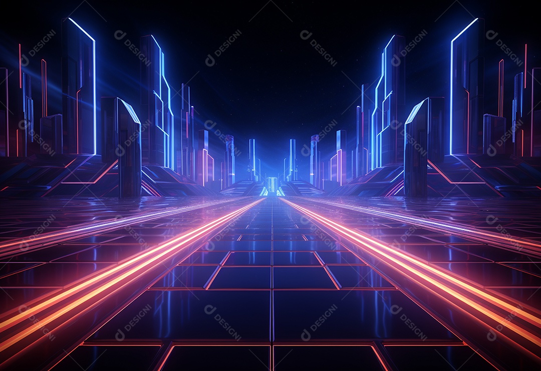 Imagem realista de fundo futurista iluminado por néon, ultra hd, design alto muito detalhado